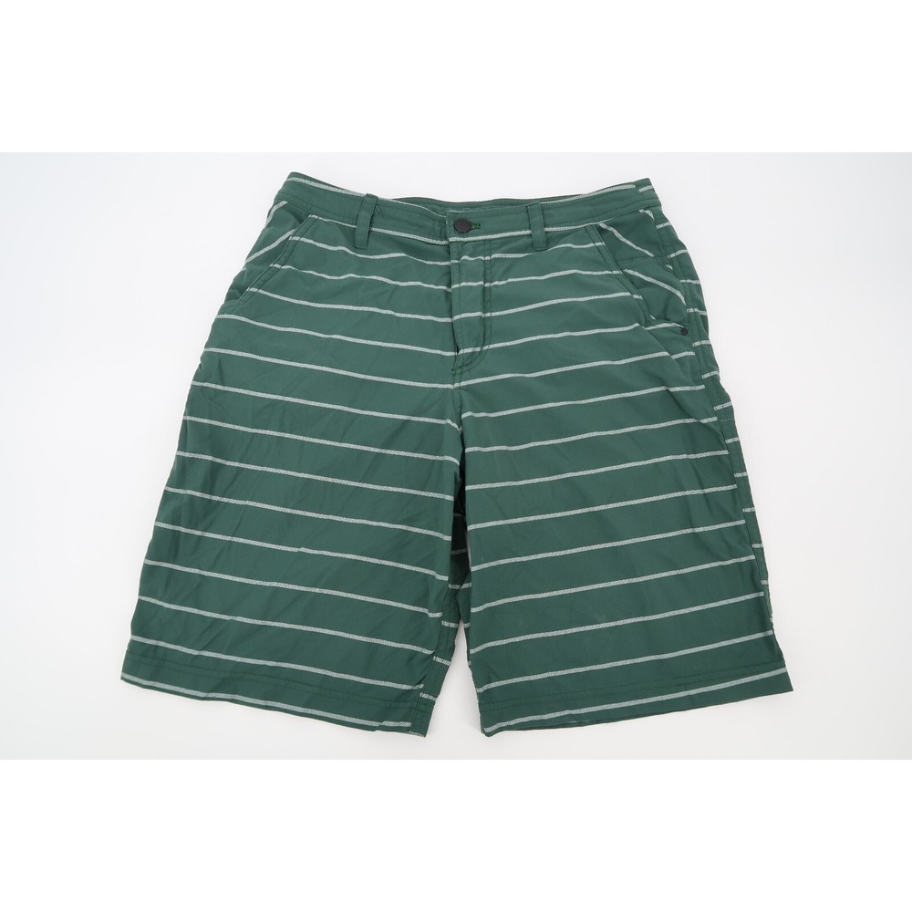 Lululemon Mens 32 Kahuna Shorts Green Striped Chino Golf Casual Nylon